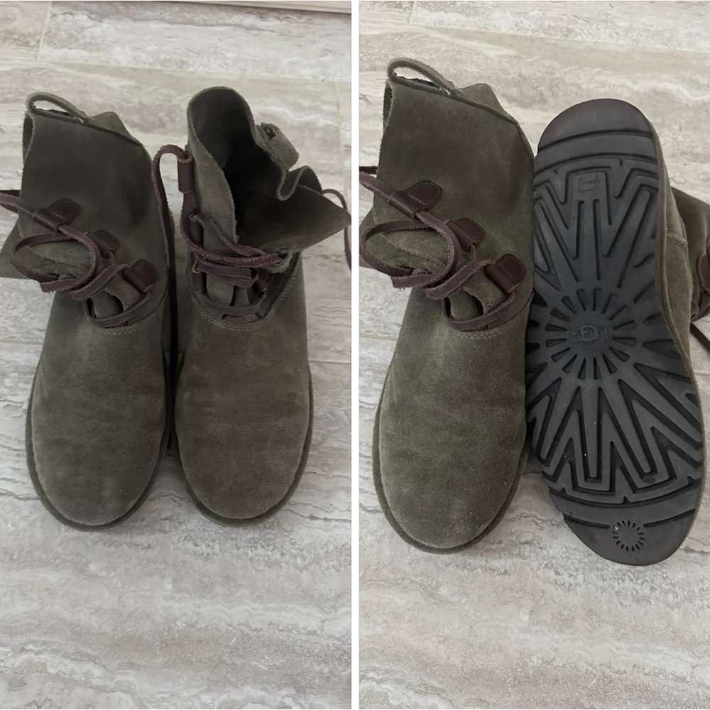 Ugg Olive Green Suede Ankle Boots